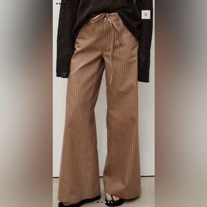 Brown Striped Women Pants